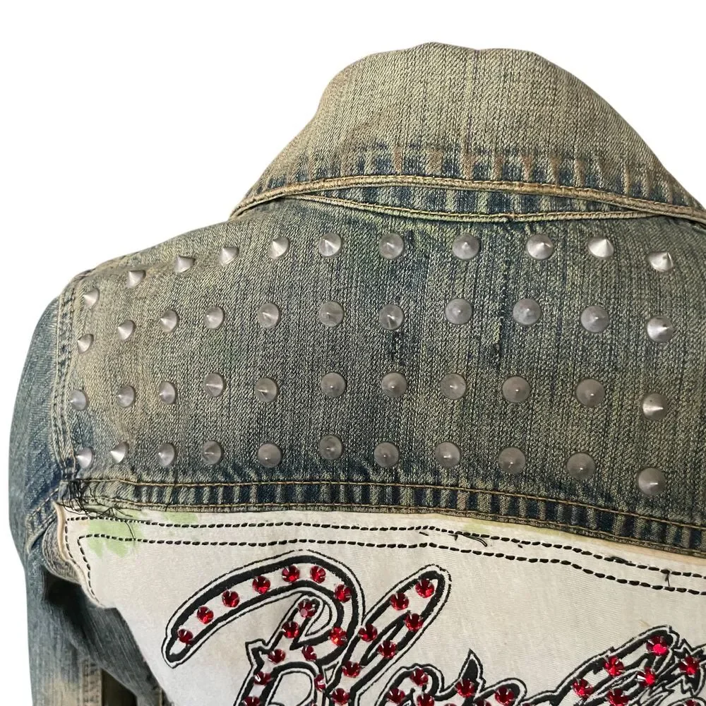 Blondie Custom Embellished Jean Jacket Size XS - Picture 4 of 6
